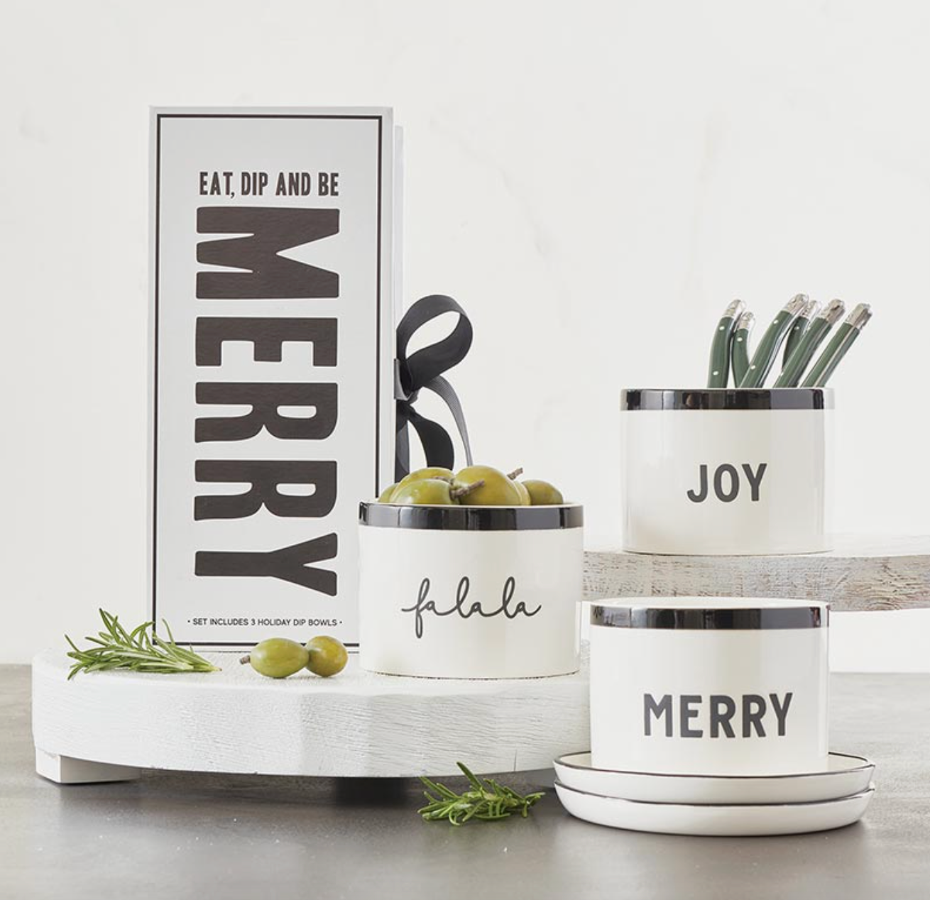 SANTA BARBARA BLACK HOLIDAY DIP BOWL BOX