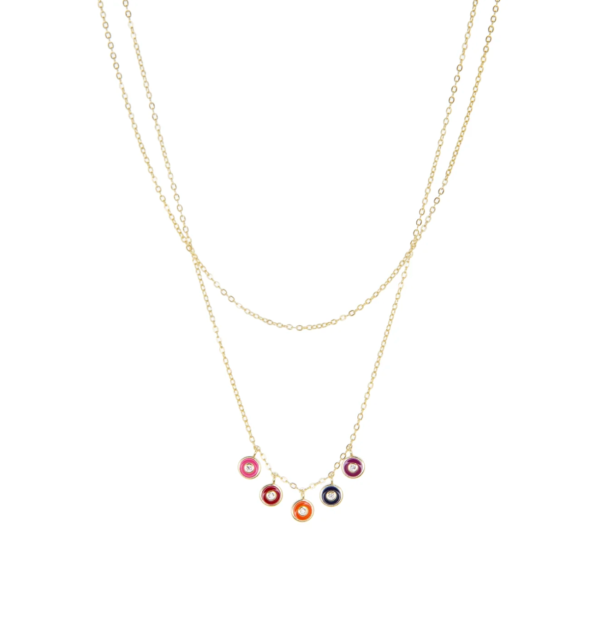 MARLYN SCHIFF LAYERED CHARM NECKLACE