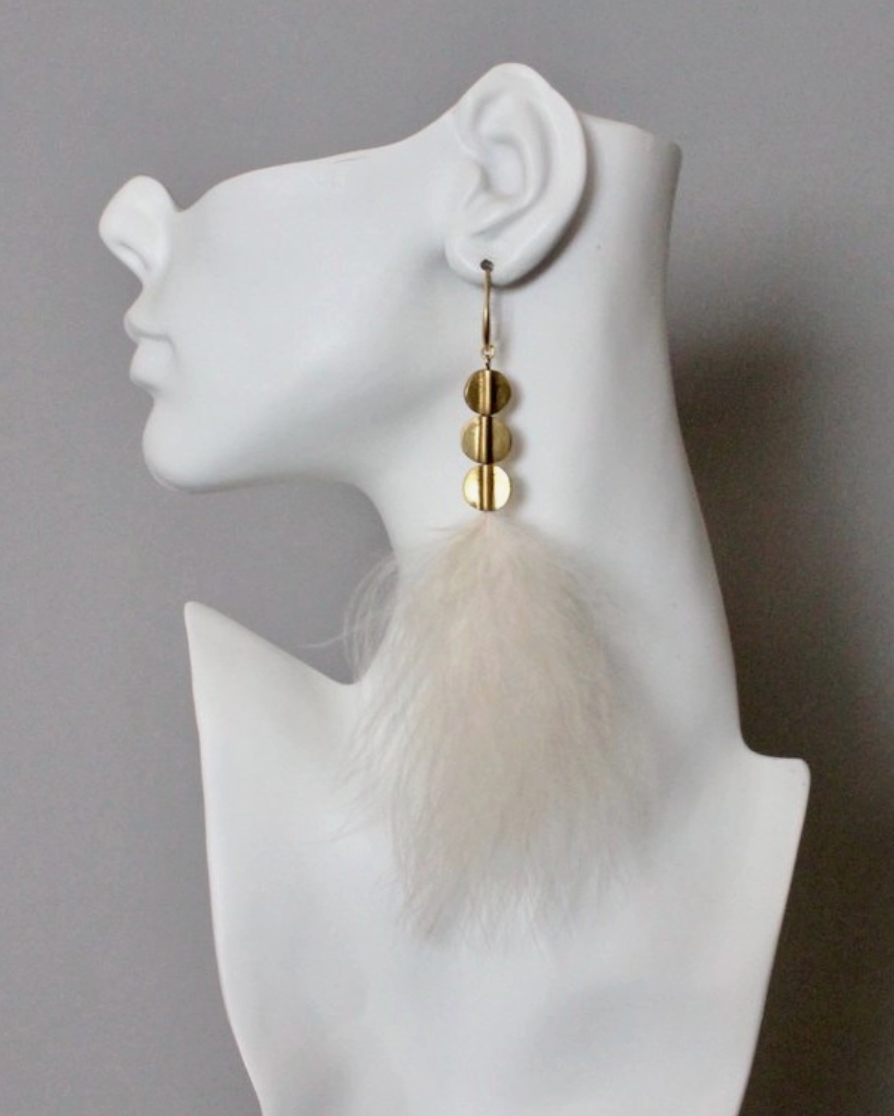 DAVID AUBREY FEATHER AND DISC EARRINGS