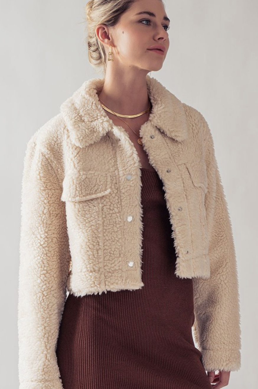FASHION WEEK FAUX SHERPA JACKET