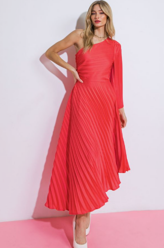 FLYING TOMATO SOLID WOVEN MIDI DRESS