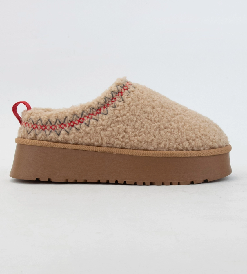CCOCCI BORG FUR PLATFORM SHERPA SLIPPERS