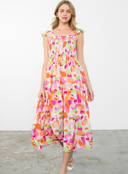 THML SMOCKED MAXI DRESS