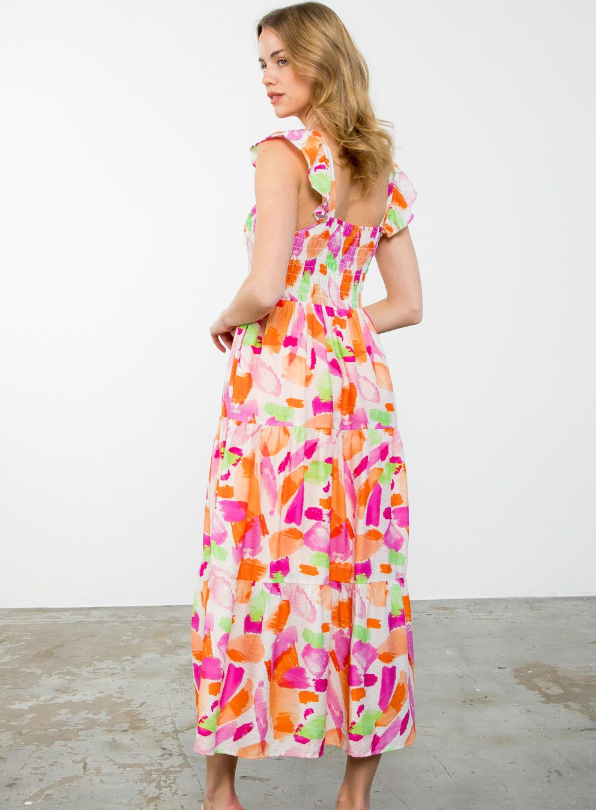 THML SMOCKED MAXI DRESS