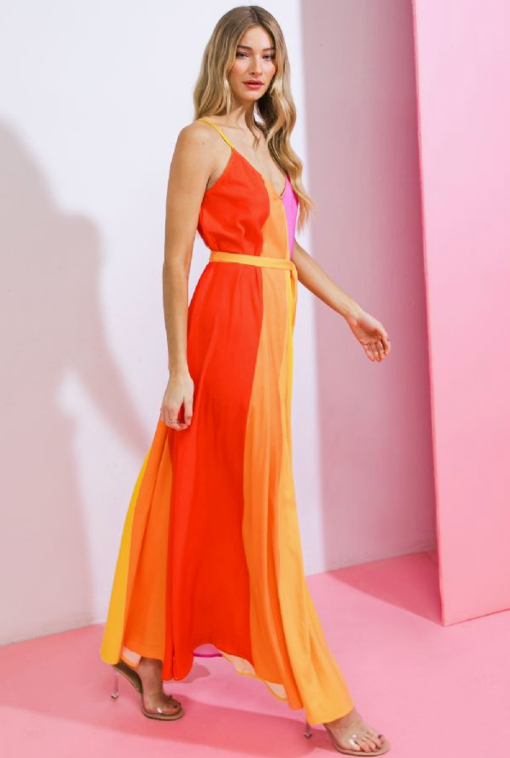 FLYING TOMATO COLOR BLOCK MAXI DRESS