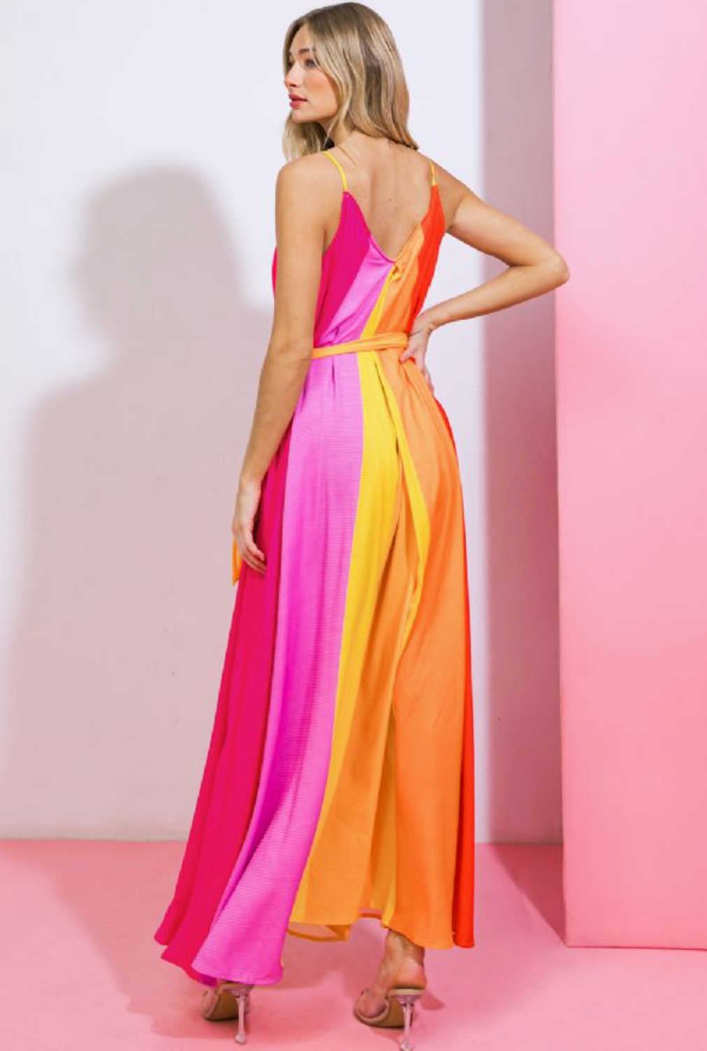 FLYING TOMATO COLOR BLOCK MAXI DRESS