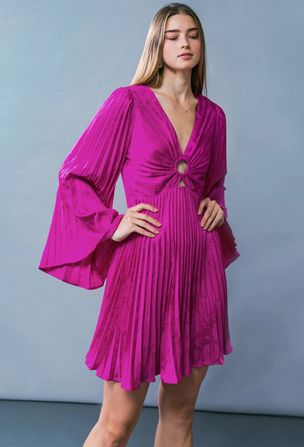 FLYING TOMATO JACQUARD SATIN MINI DRESS