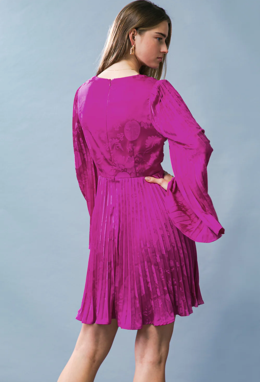 FLYING TOMATO JACQUARD SATIN MINI DRESS