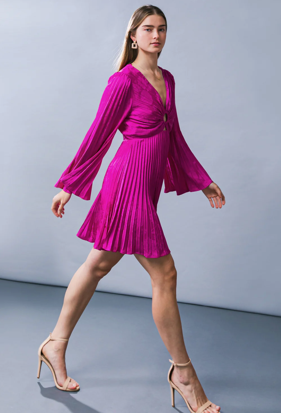 FLYING TOMATO JACQUARD SATIN MINI DRESS