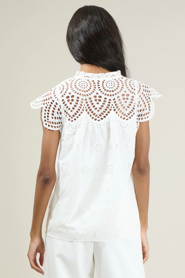 SUGARLIPS FINNA LACE TASSEL TIE TOP
