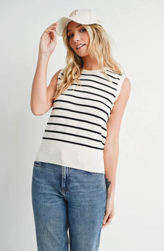 BLUIVY STRIPED MUSCLE TANK