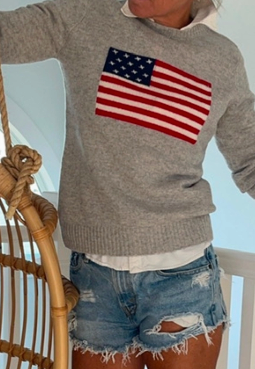 PINK PINEAPPLE CASHMERE FLAG SWEATER