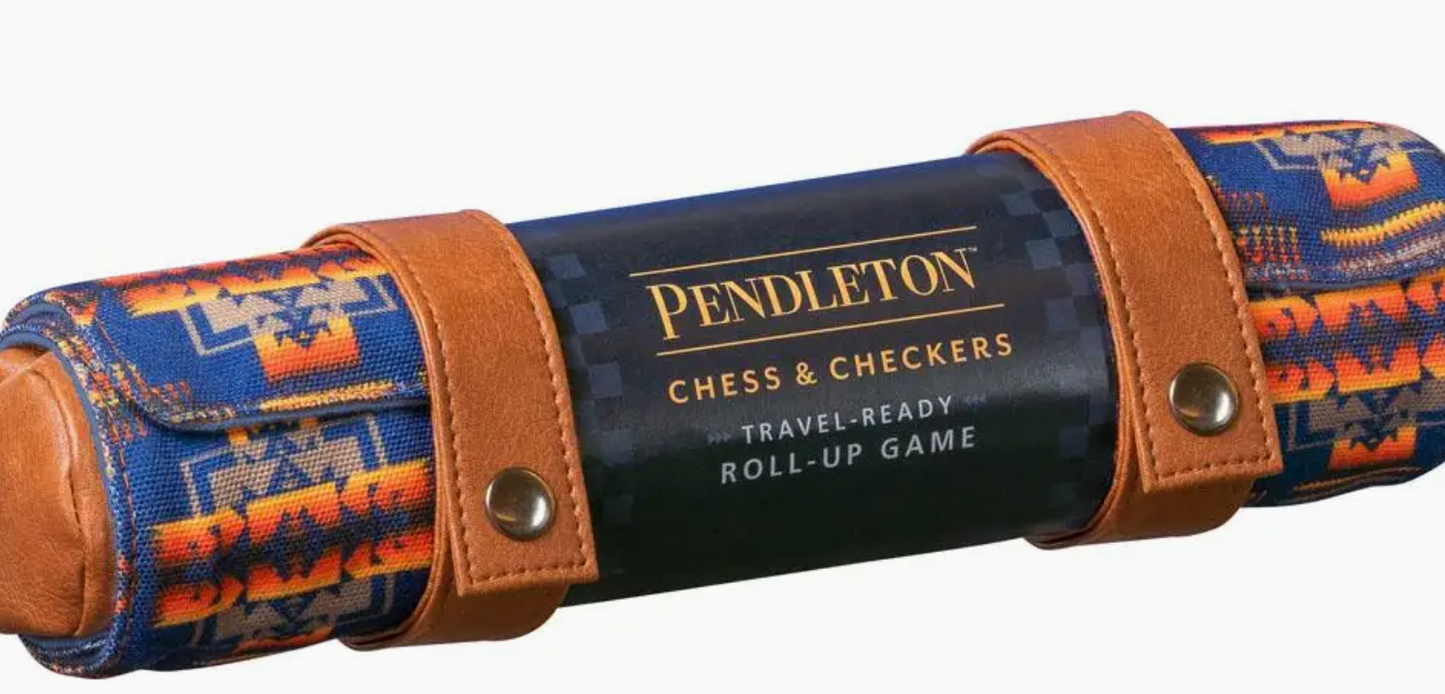 CHRONICLE BOOKS PENDLETON CHESS & CHECKERS TRAVEL SET