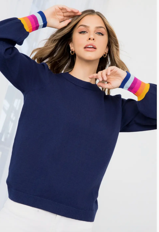 THML RAINBOW CUFF CRUSH SWEATER