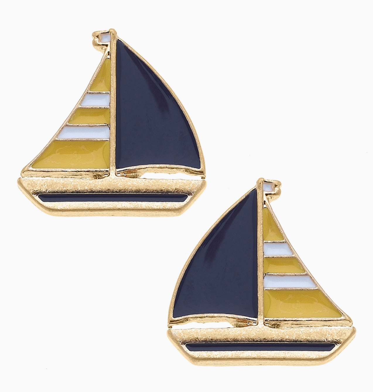 CANVAS STYLE ENAMEL SAILBOAT EARRINGS