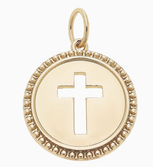 CANVAS STYLE CROSS COIN CHARM