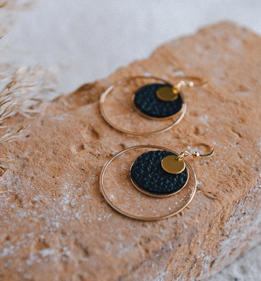 CECELIA DESIGNS JEWELRY LEATHER HOOP EARRING