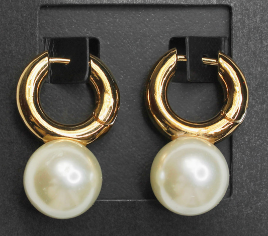 SENSIBLING PEARL HUGGIE HOOP EARRINGS