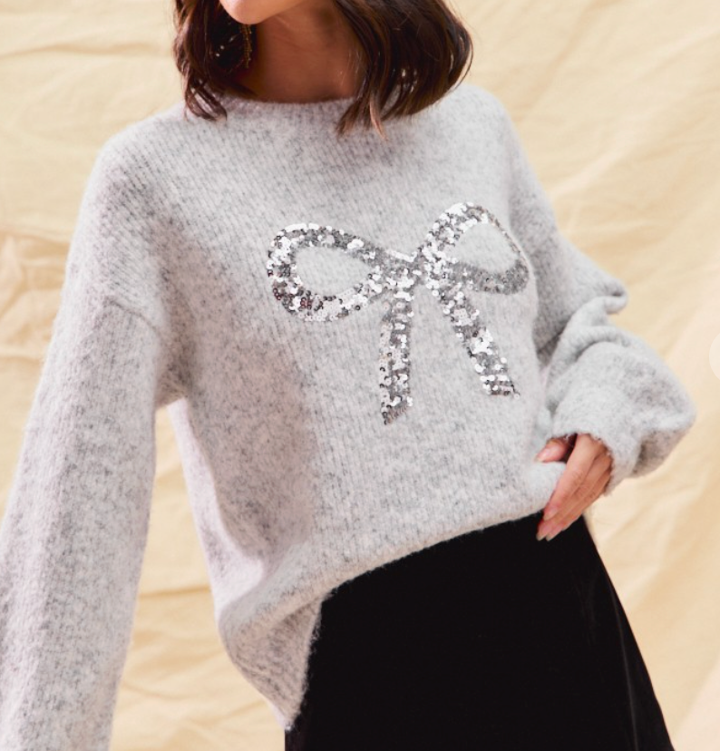 SO ME SEQUIN BOW SWEATER