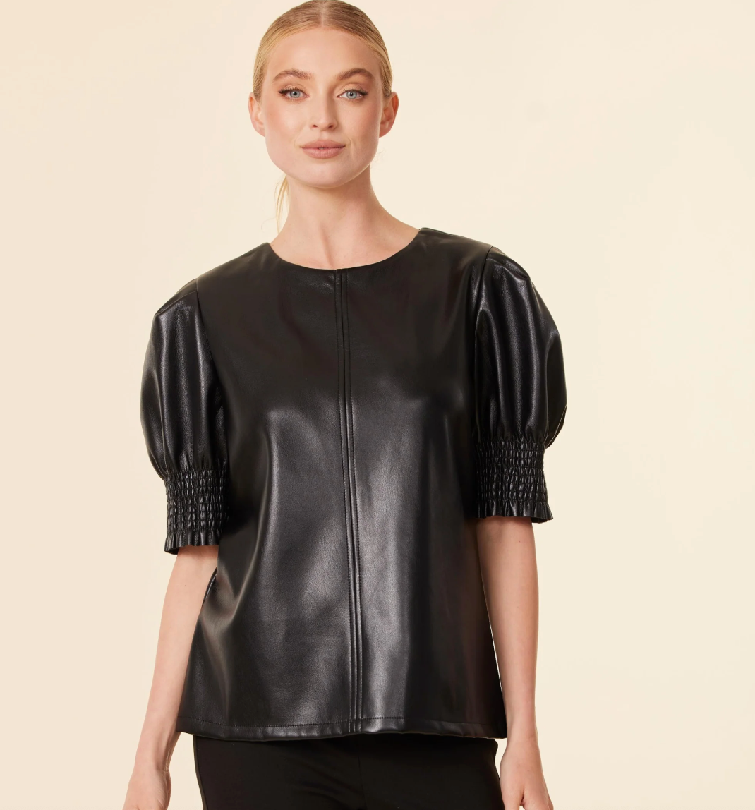 DOLCE CABO NERO VEGAN LEATHER TOP
