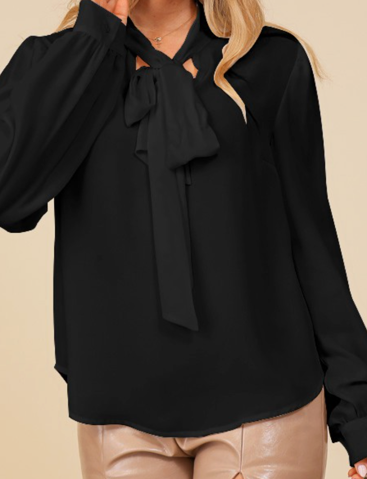 TIMING BLACK TIE BLOUSE
