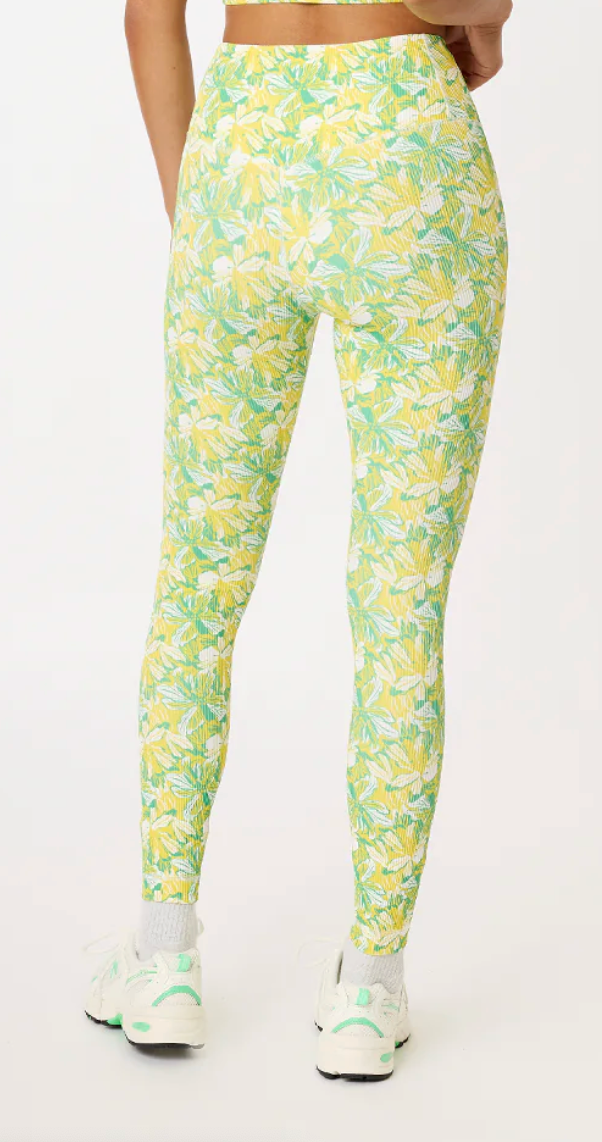 CREAM YOGA RIBBED PANTS