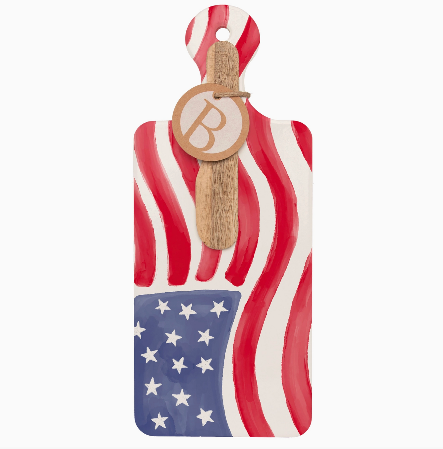 BOSTON INTERNATIONAL STARS AND STRIPES CHEESE BOARD AND SPREADER