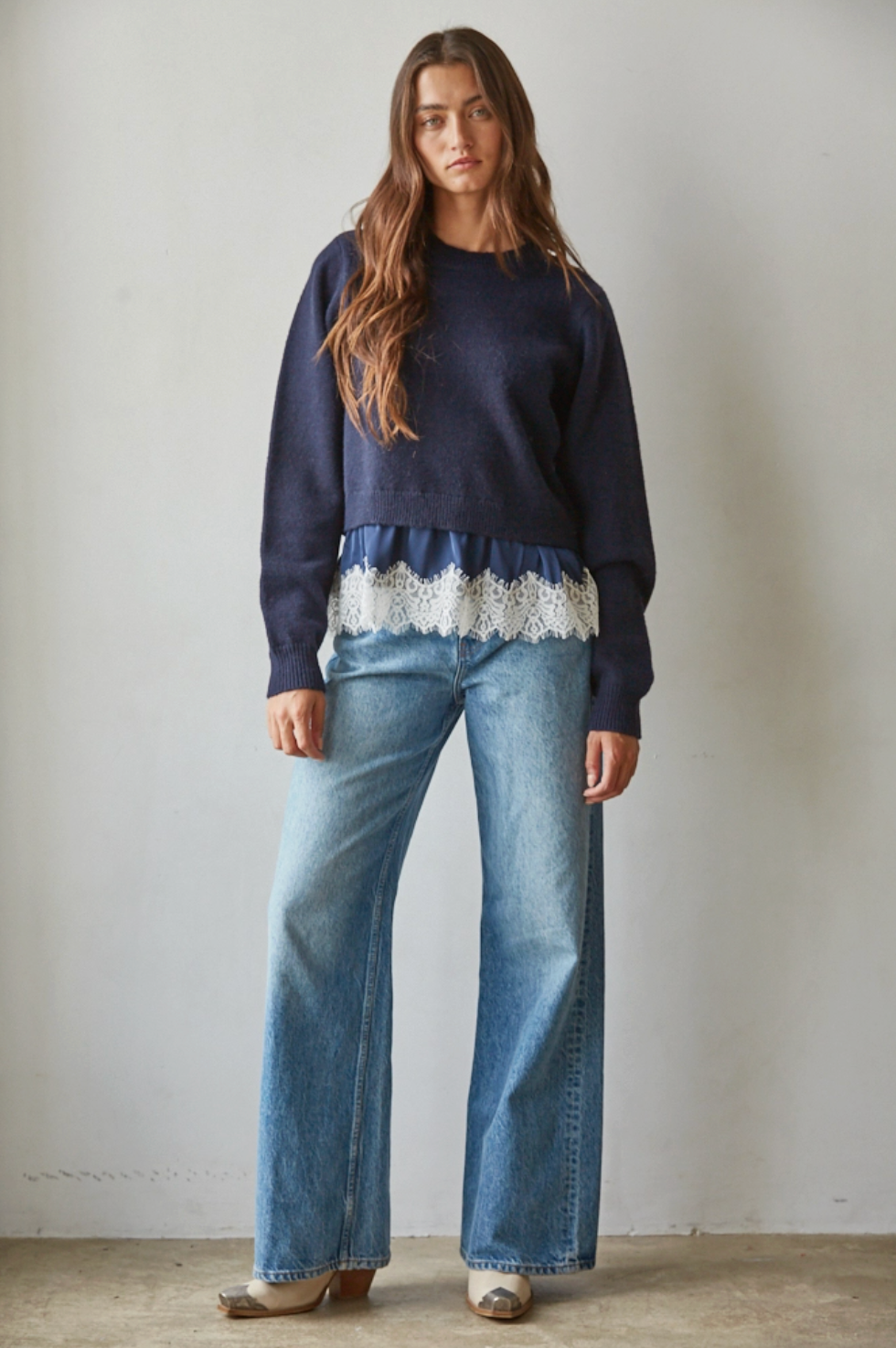 BY TOGETHER LACEY KNIT SWEATER
