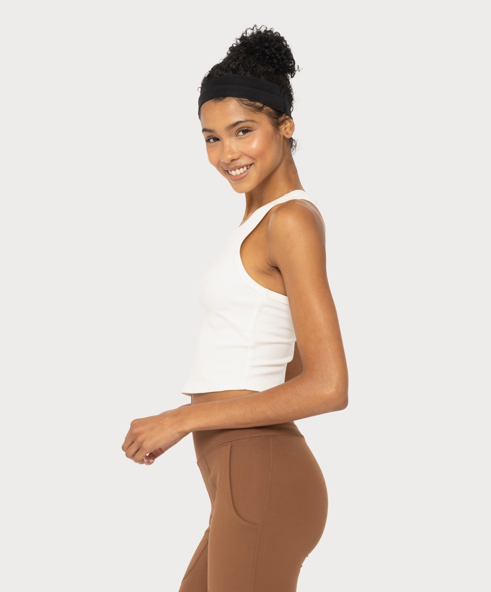 MONO B RIBBED RACER BACK TANK TOP