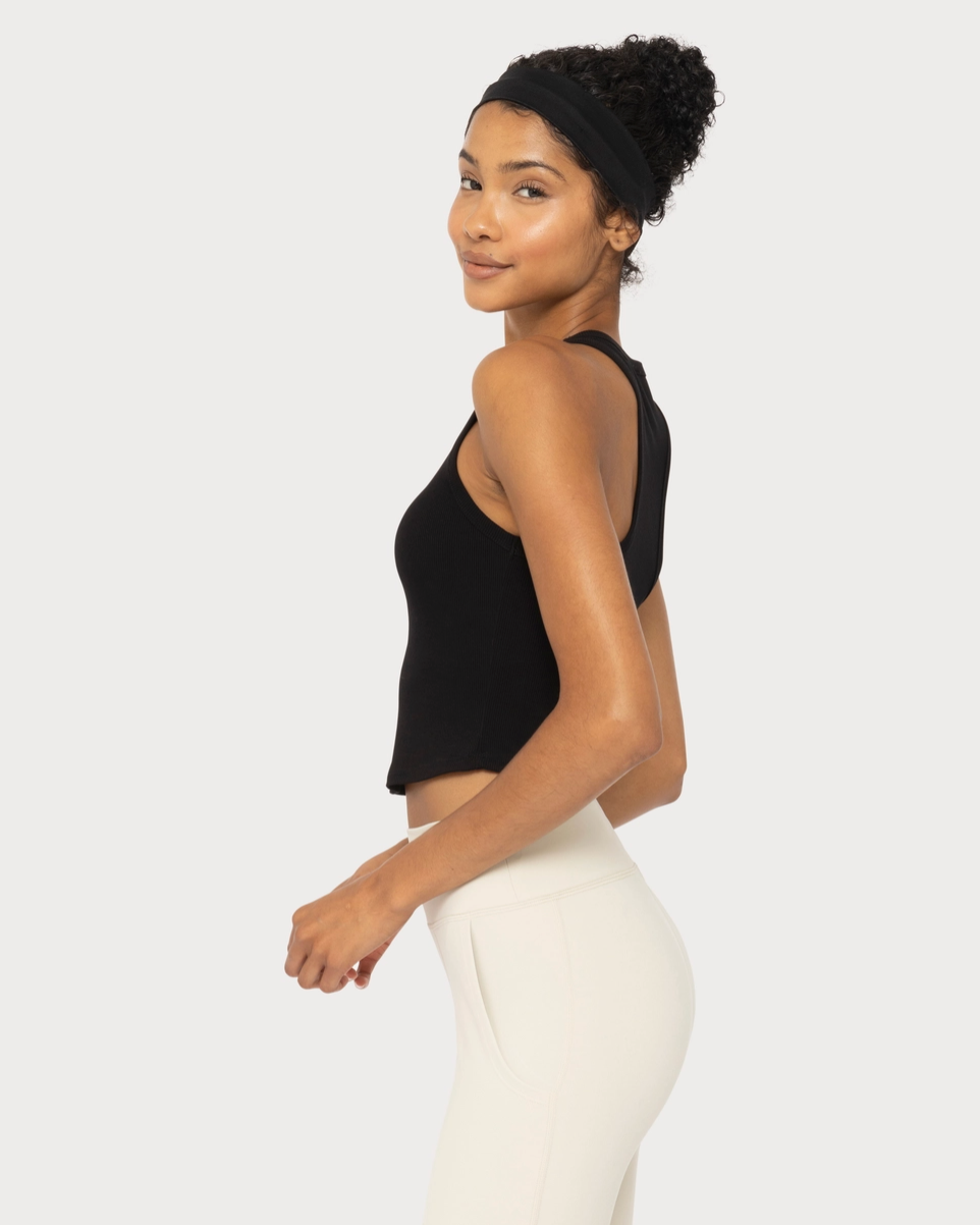 MONO B RIBBED RACER BACK TANK TOP