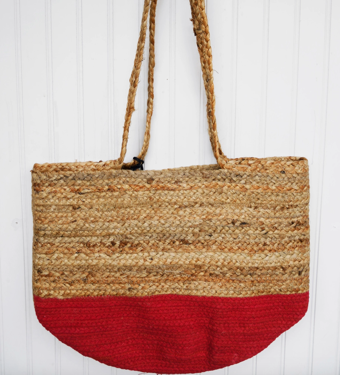 CHLOE & LEX RED JUTE TOTE