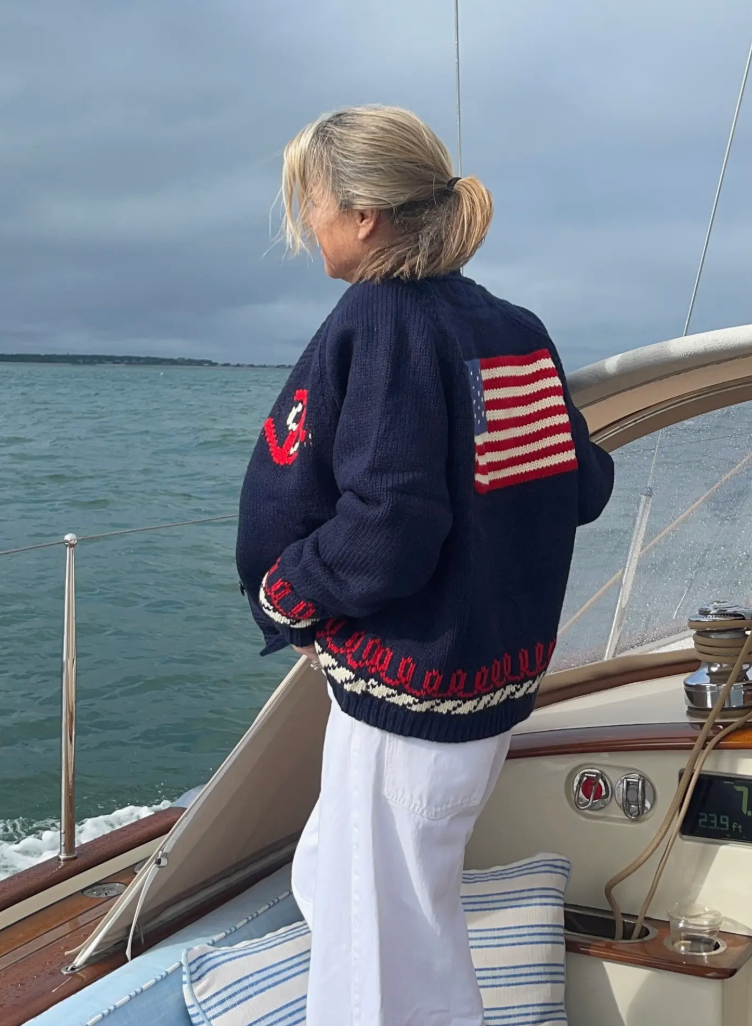 PINK PINEAPPLE AMERICAN FLAG SWEATER
