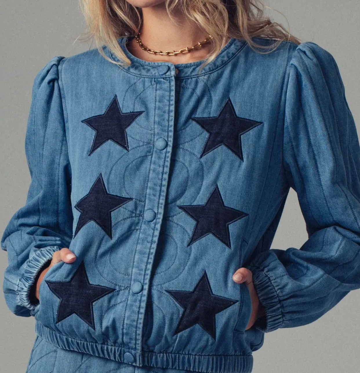 URBAN DAIZY STARLIGHT QUILTED DEMIN JACKET