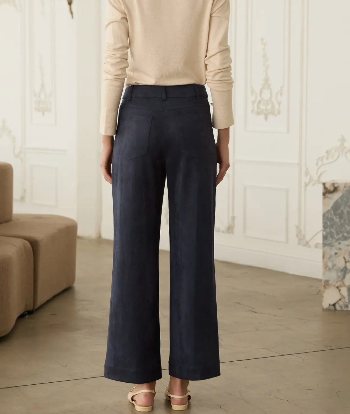 SKIES ARE BLUE FAUX SUEDE WIDE LEG PANTS