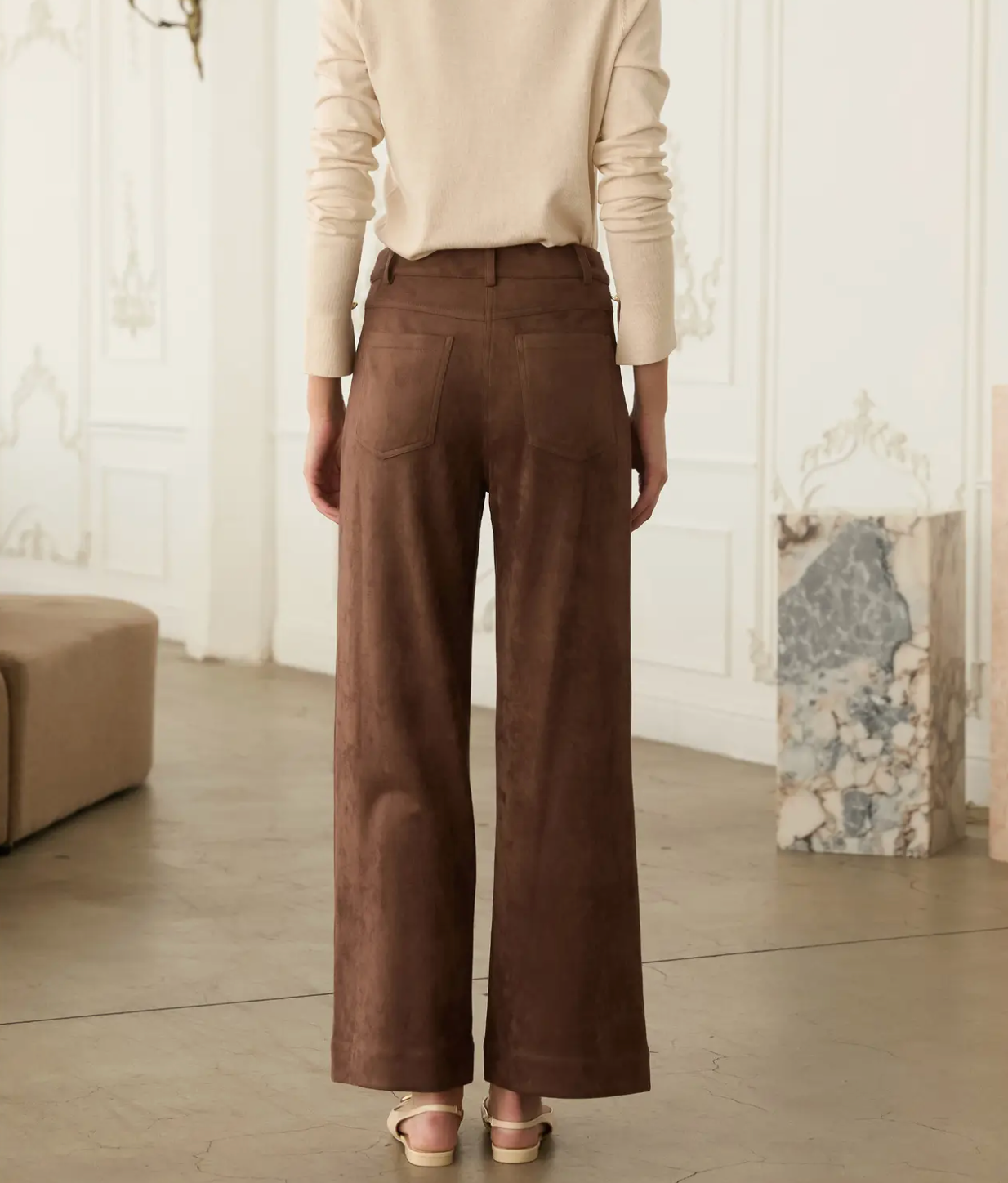SKIES ARE BLUE FAUX SUEDE WIDE LEG PANTS
