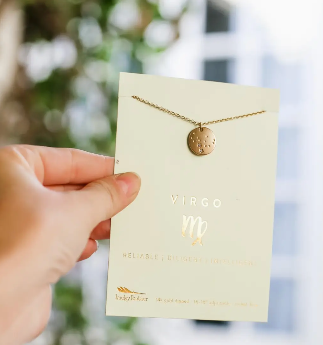 LUCKY FEATHER ZODIAC NECKLACE