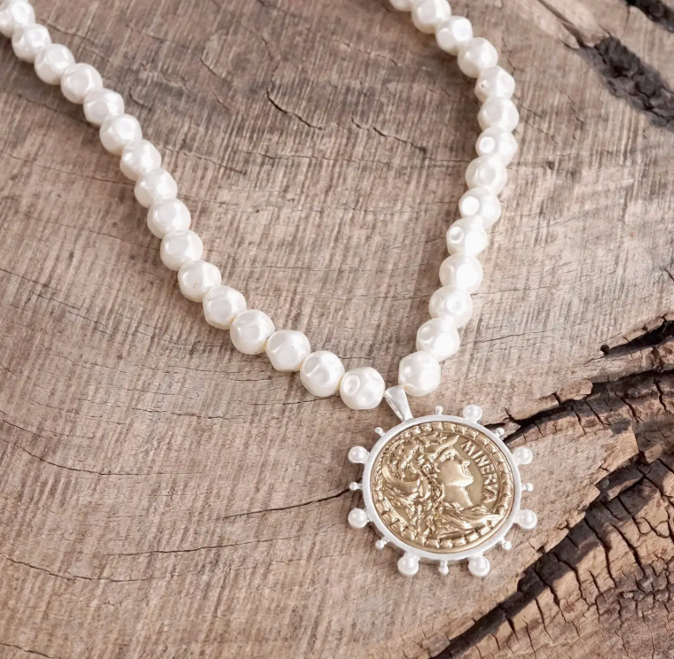 PENNYLINE PEARL COIN NECKLACE