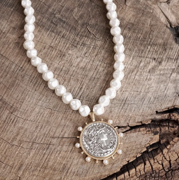 PENNYLINE PEARL COIN NECKLACE