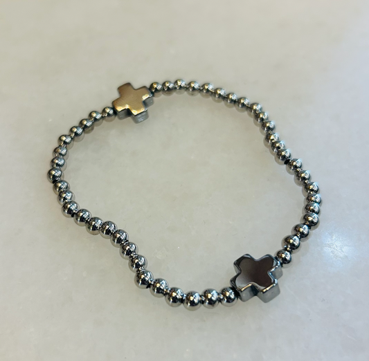 SENSIBLING CROSS BALL BEAD BRACELET