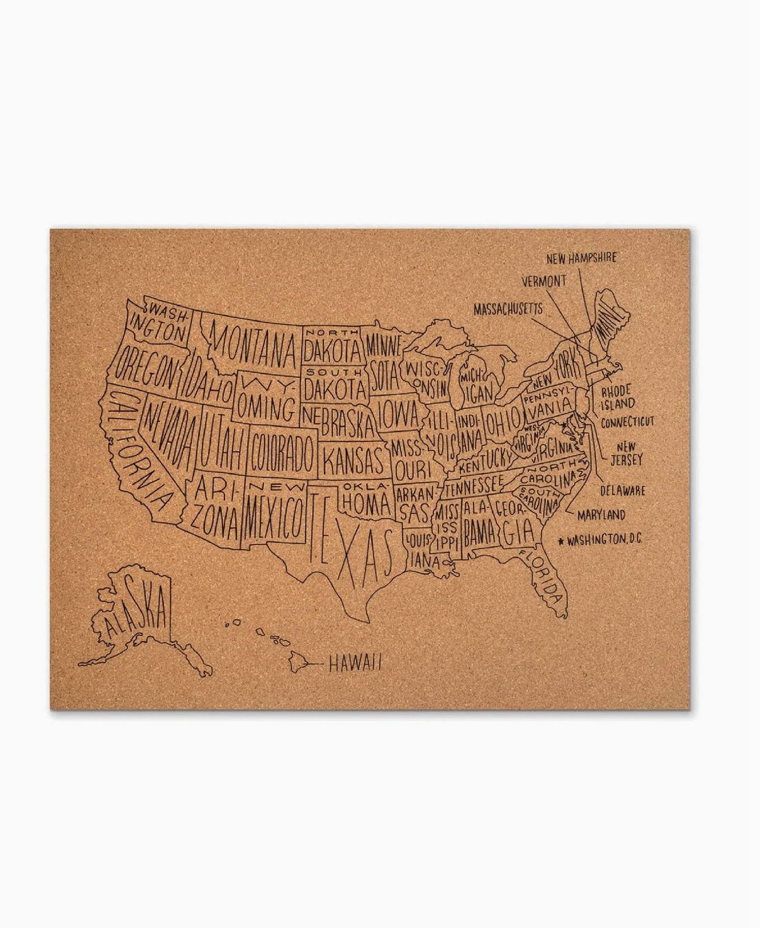 MADE MARKET USA CORK MAP
