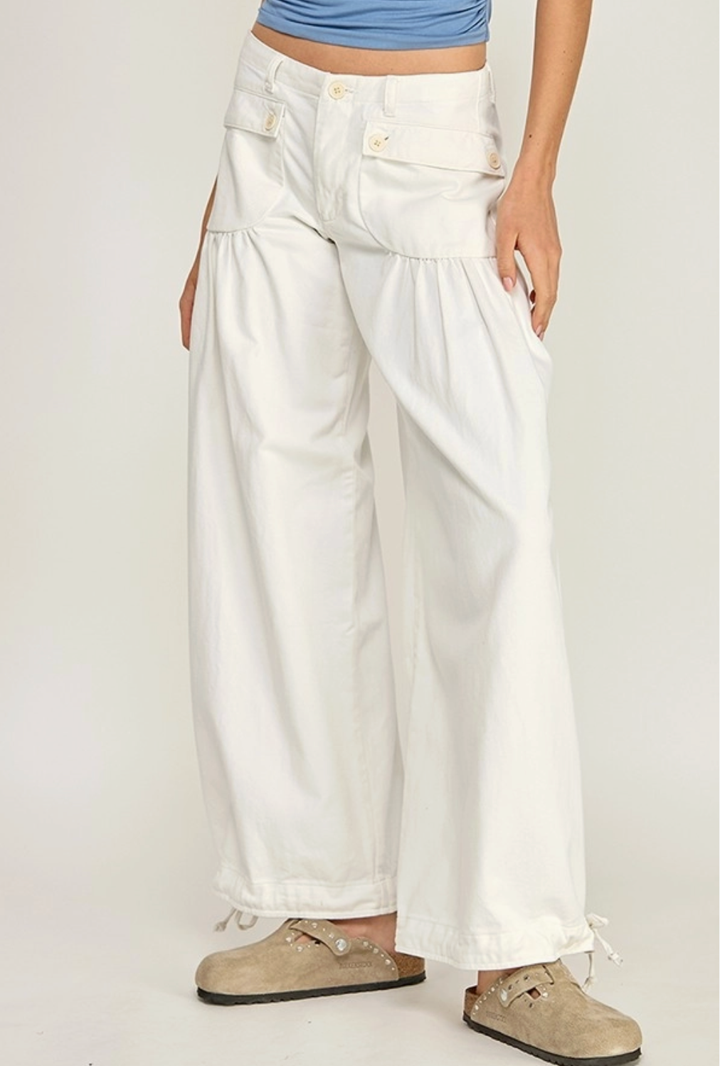 MISS LOVE BLANCO WIDE LEG PANTS