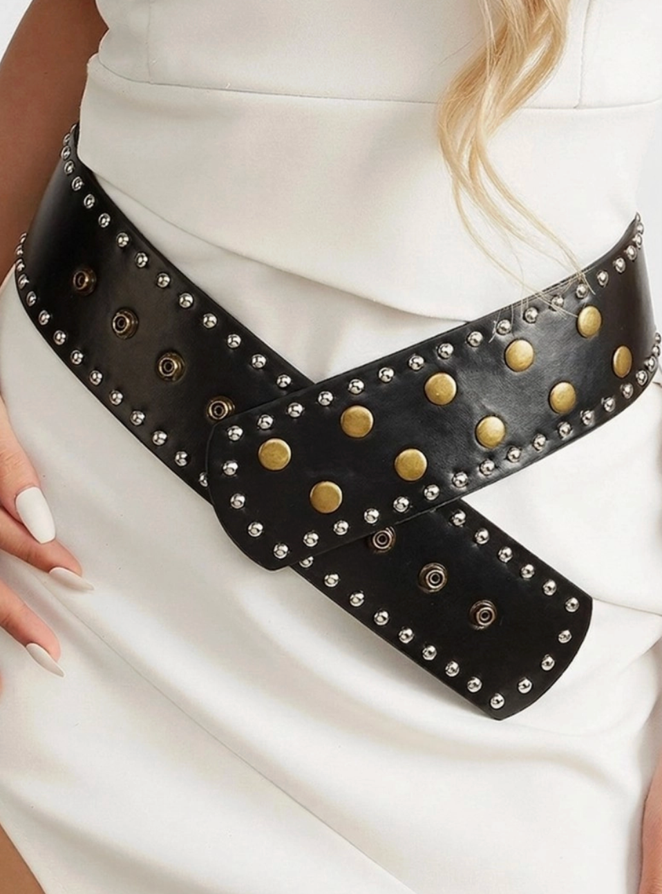 VANILLA MONKEY WIDE STUDDED BELT