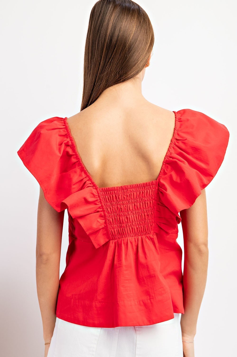 EE:SOME SHORT SLEEVE RUFFLED TOP