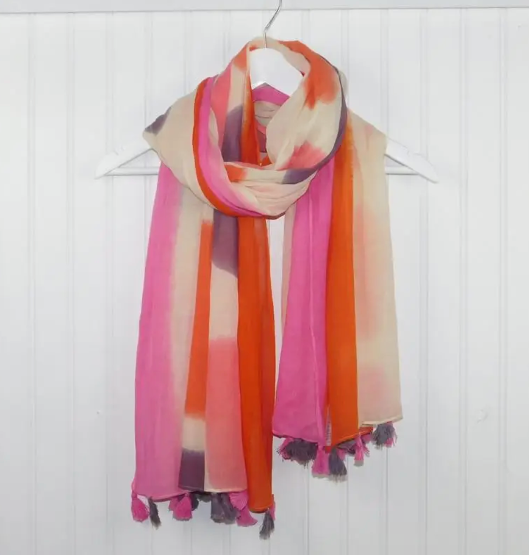 TICKLED PINK PAINTED SQUARES SCARF