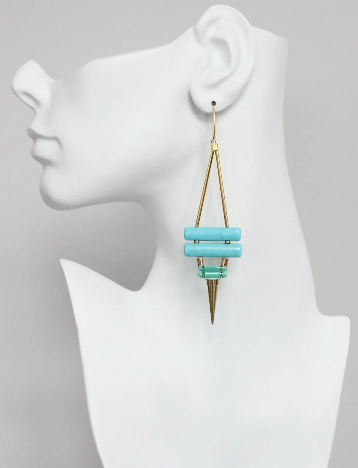 DAVID AUBREY GREEN SPIKE EARRINGS
