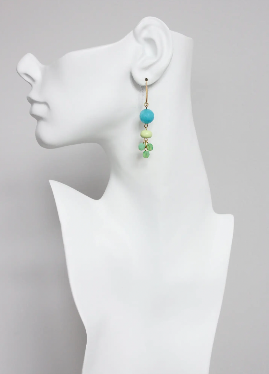 DAVID AUBREY AQUA AND MINT BUBBLE EARRING