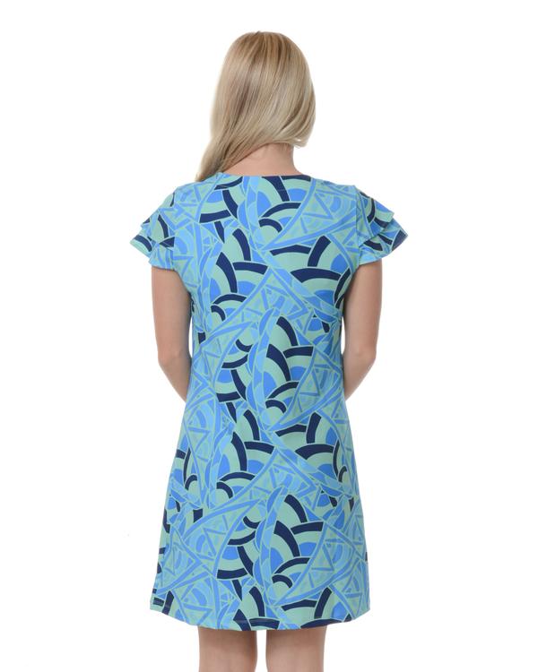CHELSEA GUNN V NECK RUFFLE DRESS