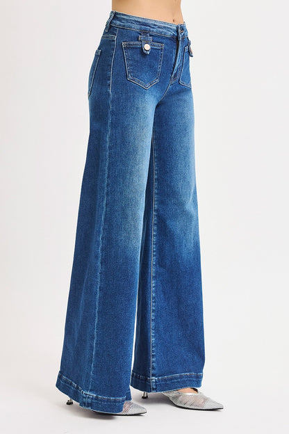 RISEN MONROE WIDE LEG JEANS