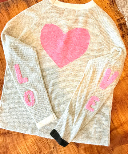 JUST MADISON HEART AND LOVE SWEATER