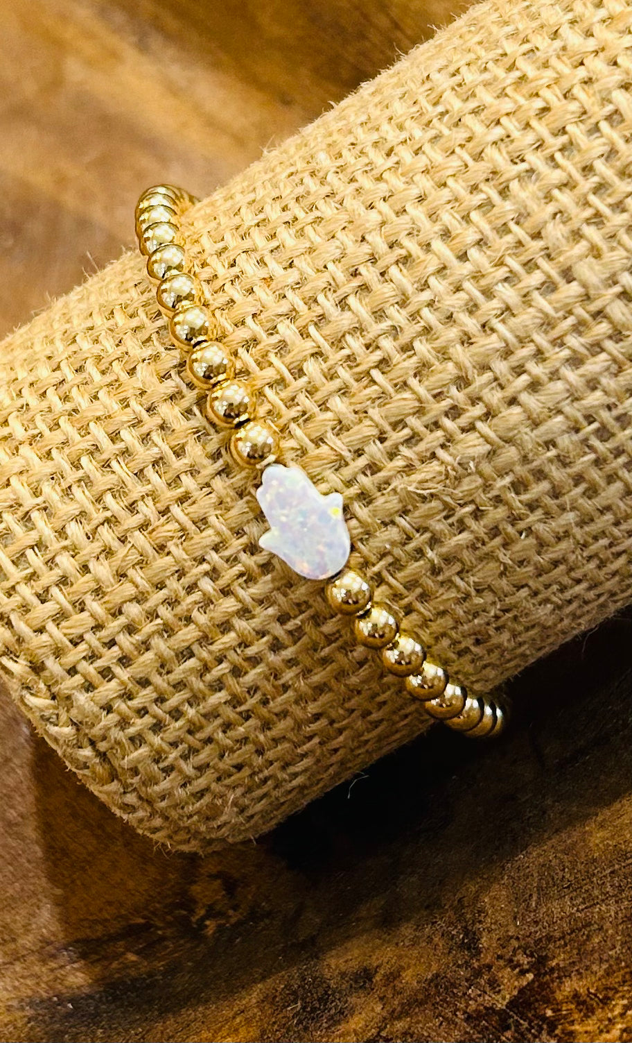 PURPLESKY GOLD BALL BEAD STRETCH BRACELET